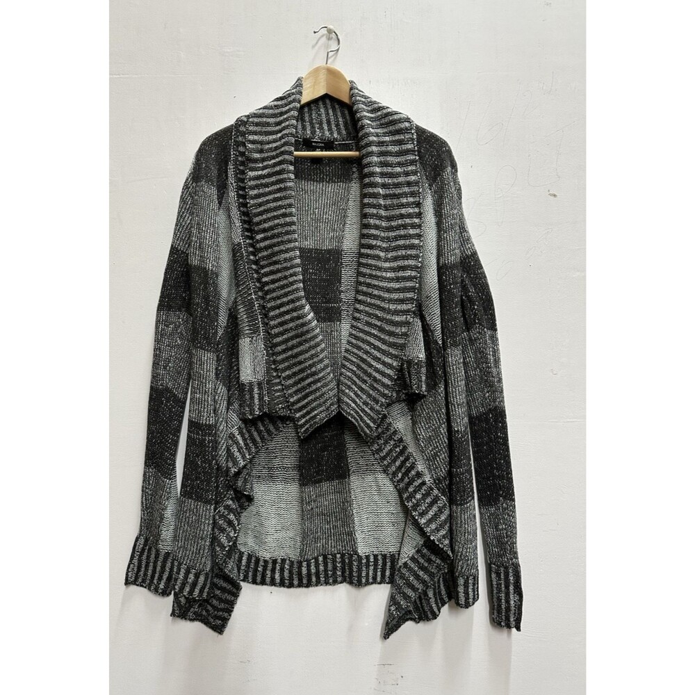 Majora Women size small grays acrylic  assymetrical cardigan open sweater